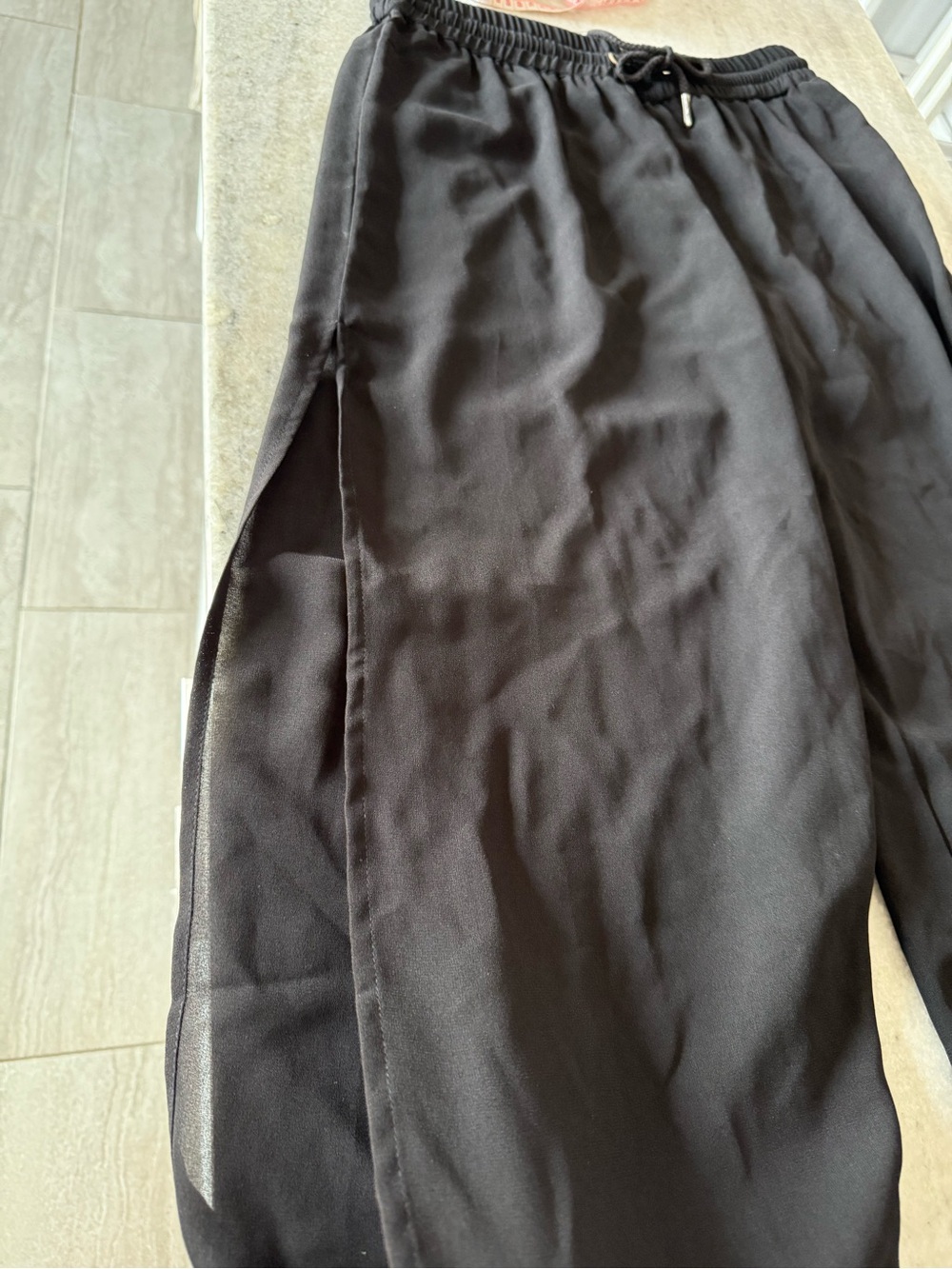 Noisy May Black Wide-Leg With slits Drawstring Pants / Vacation Pants / Size Med - Picture 3 of 6